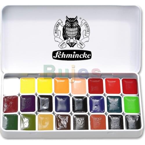 Schmincke College Level 24-color Solid Watercolor, 1ML Mini Pack, Professional Oil Paint Pigment Set, Travel Suit,Easy To Carry
