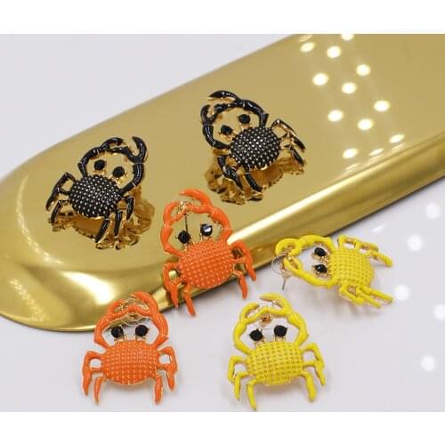 Juran Yellow/Orange/Black Crab Stud Earrings Cute Summer Studs For Girls/Women 2020 Fashion Statement Earrings Drop Shipping