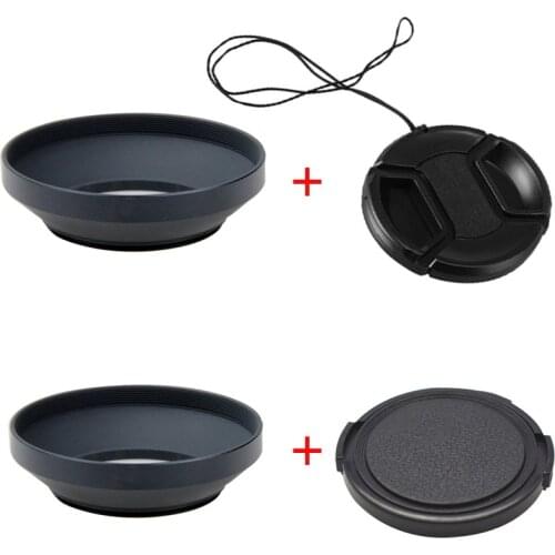 Wide-angle lens hood + lens Cap 40.5mm 43mm 49mm 52mm 58mm 55mm 62mm 67mm 72mm 77mm for Leica Canon Nikon Sony