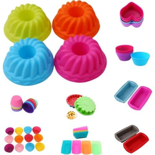 12PCS/Pack Cake Silicone Mold Fondant Pan 3D Muffin Cupcake Pumpkin Form Kitchen Baking Pastry Tools Cake Decorating Tools