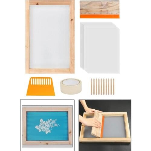 24 Pieces Screen Printing Starter kit Wood Silk Screen Printing Frame with Squeegees Tool for DIY T-shirts Clothes Bag