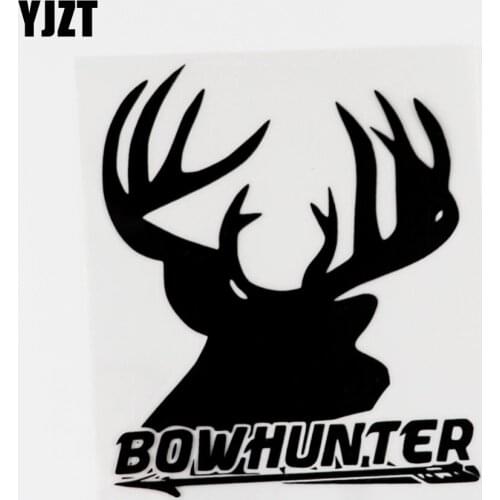 YJZT 11CMX13.1CM Bow Hunter Animal Deer Head Vinyl Car Sticker Decals 8C-0068
