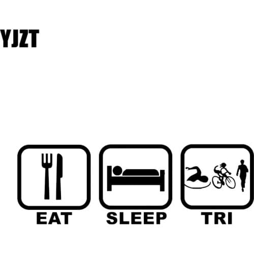YJZT 17.3*5.9CM Funny Eat Sleep Triathlon Swim Bike Silhouette Car Sticker High Quality Vinyl Motorcycle Accessories C12-0656