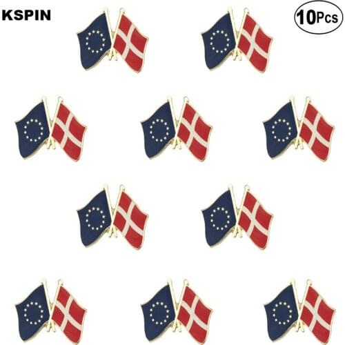 EU & Denmark Lapel Pin Flag badge Brooch Pins Badges 10Pcs a Lot