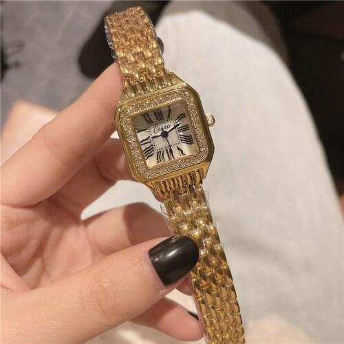2021 Famous Brand Women Watches Quartz Fashion Diamond Watch Women Gold Female Wristwatch For Ladies Watch Square Reloj Mujer