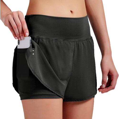 Women 2 In 1 Butt Scrunch Skirted Running Shorts Quick Dry Fake Skirt Sexy Gym Workout Short Summer Shorts With Pockets 4