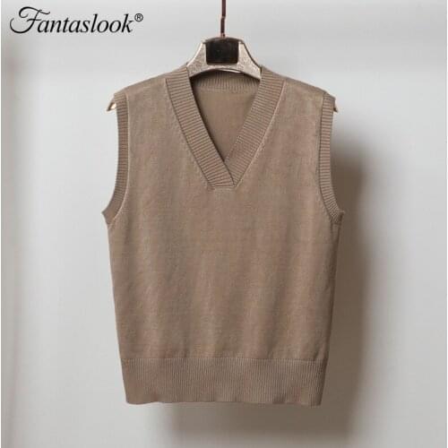 Women Knitted Sweater Vest Winter V Neck Oversized Pullover Vest Female Sleeveless Solid Jumper Tops Vintage Slim Pull Femme