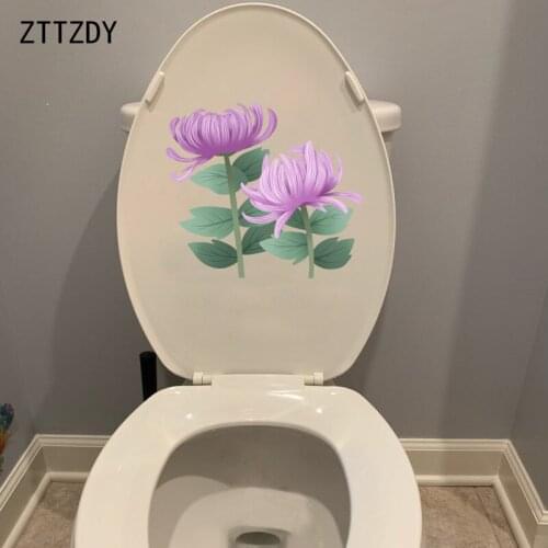 ZTTZDY 22.4*19.9CM Qiuju Classic Cartoon Hand Painted Flower Toilet Sticker Home Wall Decal Decor T2-0199