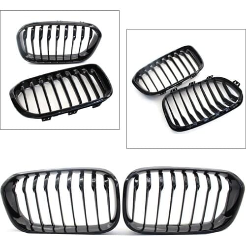 1Pair For BMW 1 Series F20 F21 Car Front Radiator Grille Gloss Black ABS Upper Mesh Grill 2015 2016 2017 2018 2019