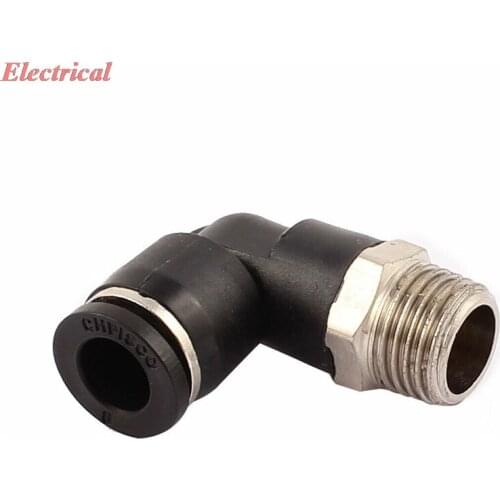 1pc 1/4"PT Male Thread to 8mm Push in Tube L-Shape Elbow Air Pneumatic Quick Fitting