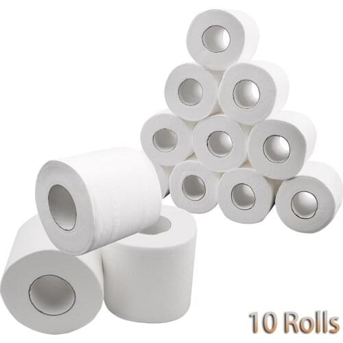 10 Rolls/Lot Home Bath Kitchen Tissue Roll Toilet Roll Paper No fragrance 3 Layers Skin-friendly Wood Pulp Toilet Paper