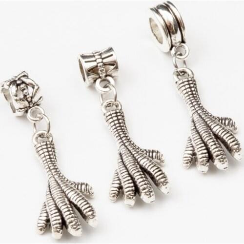 10pcs claw European Bead Vintage Silver Charms fit for pandora style Bracelets Necklace DIY Metal Jewelry Making JA600071