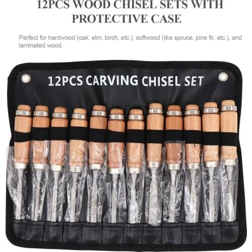 12PCS Wood Chisel Sets Professional Wood Carving Chisel Carpenter Carving Firmer Gouge Wood Chisel Woodworking Tool Hand Tool