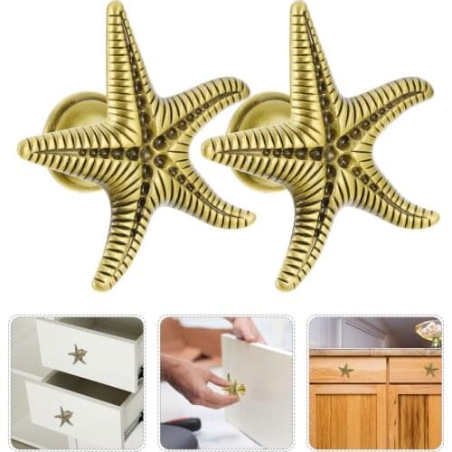 2pcs Sea Star Shaped Wardrobe Handle Knobs Handle Drawer Knobs Door Knobs