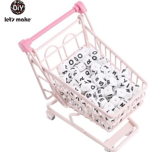 Lets Make 10mm 20pc Silicone Letter Beads Alphabet Letter Beads Food Grade Silicone Beads DIY Teething Necklace Nursing Beads