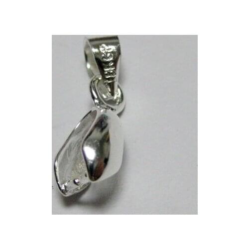 25 Silver Plated Pendant Pinch Clip Bail Beads Findings 16mm