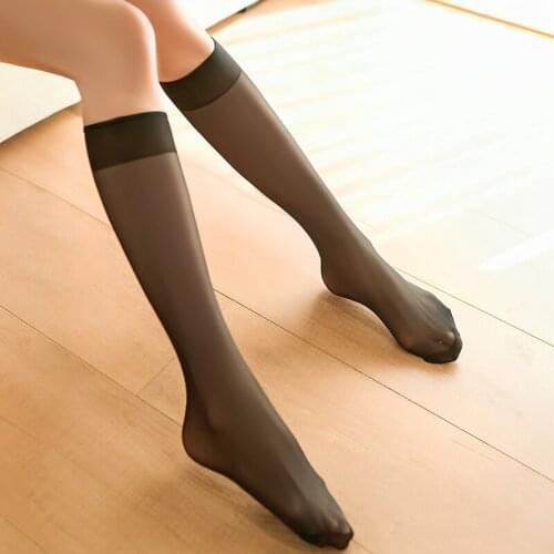 3pairs Female Solid Brand Nylon Stockings for Women Fashion Knee Highs Socks Transparent Summer Woman Stockings Medias