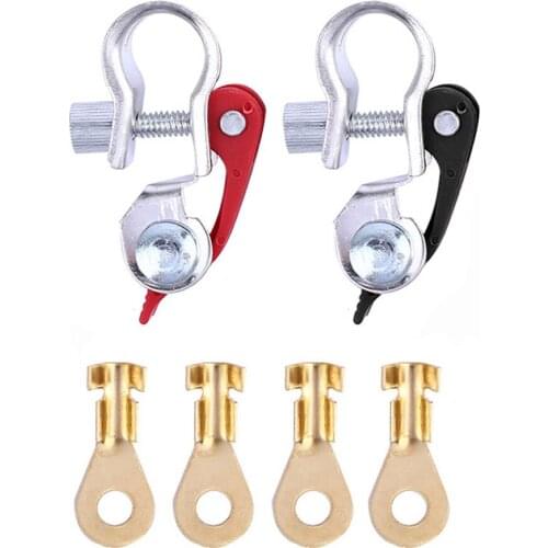 4PCS Copper Battery Connection Terminal + 1 Pair Steel Screw Crimping Clamp Corrosion Resistance