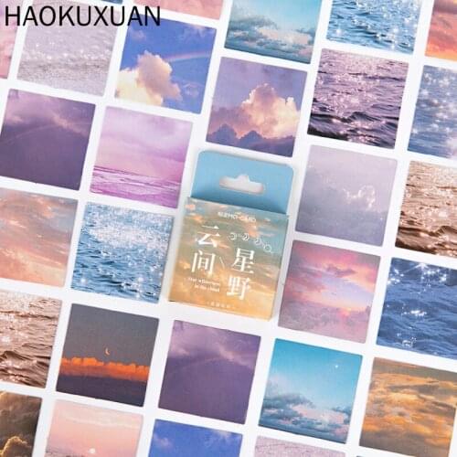 46pcs/set Natural Scenary Stickers Creative Cute Mint Diary Journal Decoration Stationery Flakes Diy