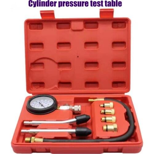 8pcs Petrol Engine Compression Cylinder Pressure Tester Gauge M10 M12 M14 M18 Gasoline Auto Truck Car 0-300psi Repair Tool