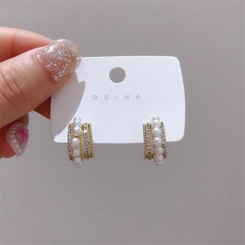 Adolph Metal Imitation Pearls Hoop Earrings For Women Trendy Gold Color Statement Circle Summer Earrings Fashion Jewelry New