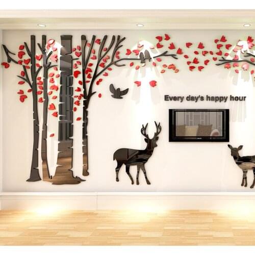 Tree Acrylic Mirror Large Size Wall Sticker Creative Diy Living Room Art 3d Wallpaper Home Background Wall Decoration Stickers
