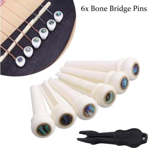 Acoustic Guitar Ox Bone String Pins Copper Ring Abalone Dot Bridge Pins Stringed Musical Instruments Guitarra Parts Accesso