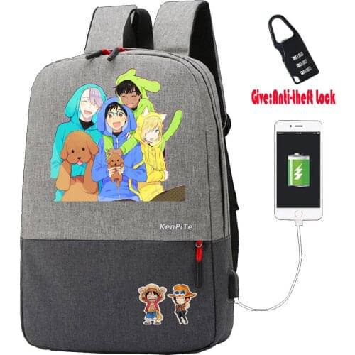 Anime YURI!!! on ICE Backpack Anti-theft USB Charging Knapsack UNISEX Travel bag teenagers Laptop bag school book Bags