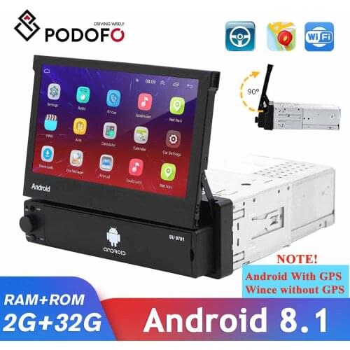 Podofo Android 1din Car Radio Quad-Core Multimedia Player 7'' Universal Wifi GPS Optional BT Autoradio FM Stereo Receiver ISO