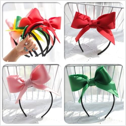 Boutique 10pcs Fashion Cute Cotton Bow Hairbands Solid Big Bowknot Hair Sticks Princess Party Headwear Girls Hair Accessories