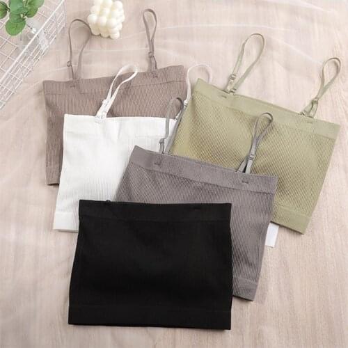 Seamless Tube Top Sleeveless Sexy Bralette Detachable Shoulder Strap Female Striped Bra Underwear New Lingerie