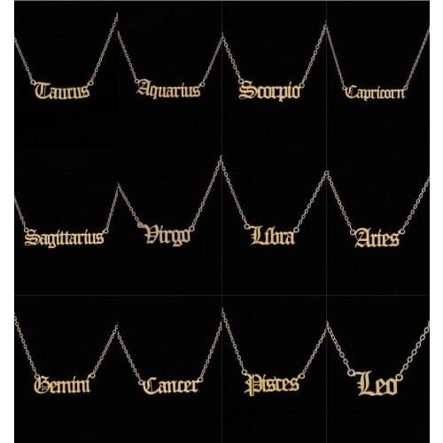 2020 new simple stainless steel twelve constellations Letter necklace girl girlfriends exclusive guardian clavicle chain
