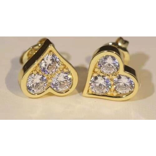 Pure 925 Sterling Silver Jewelry For Women Hearted Rhinestone Studs Design Wedding Party Earrings