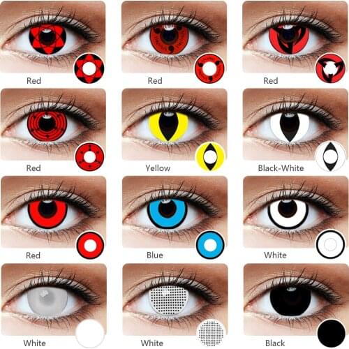 Cosplay Anime Eyes Multicolored Lenses Sasuke Sharingan Contact Lenses For Eyes Cosmetic Black Blue Purple Gray Red Lens