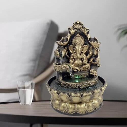 Decorative Hindu Ganesha Statue Water Fountain Waterscape Lucky Meditation Relax Home Living Room Ornaments