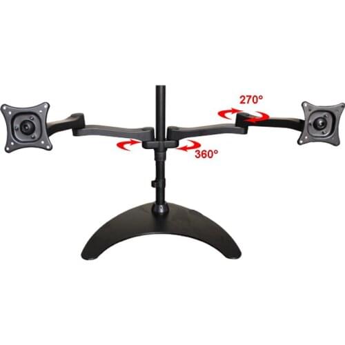 13-24" Dual Screen Monitor Holder Desktop Stand Full Rotation TV Mount Arm Bracket