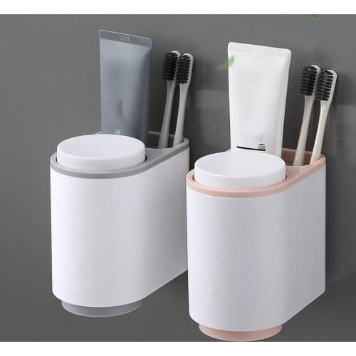 Toothbrush Holder Toothpaste Storage Organizer Toothbrushes Shelf Magnetic Adsorption With Cup Bathroom Accessories
