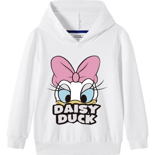 Disney Daisy Duck Cotton Hoodies Sweater Girls Cartoon Printing Animation Peripheral Childrens Sweatshirt Kids Christmas Gifts