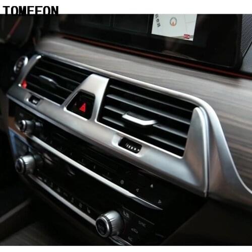 For BMW 5 Series G30 2017 2018 ABS Chrome Car Interior Front Central Console Air Condition AC Vent Outlet Cover Trim
