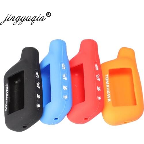 Jingyuqin 2-Way Car Alarm System LCD Rubber Cover For Tomahawk X3 X5 Remote Control Keychain Silicone Car Key Shell Case