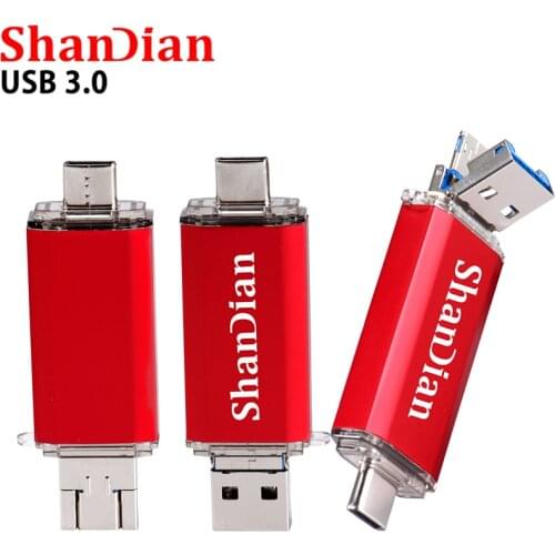 SHANDIAN OTG 3 in 1 USB Flash Drives USB3.0 & Type-C & Micro USB 512GB 256GB 128GB 64GB 32GB 16GB Pendrives Pen Drive Cle USB