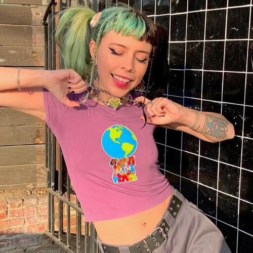 SEASONS Short Sleeve O-Neck Catton Anime Print Skinny Tshirt Top Autumn Winter Women Fashion Streetwear Casual Outfits ASTS82485