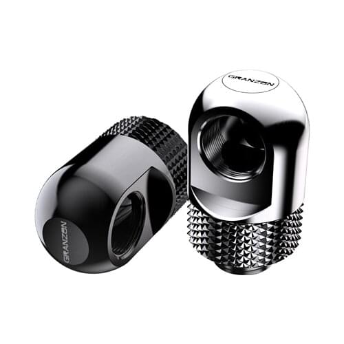 Granzon G1/4'' 90 Degree Rotary Elbow Fitting / Connector Adapter PC Water Cooling Accessories Black Silver / GD-90