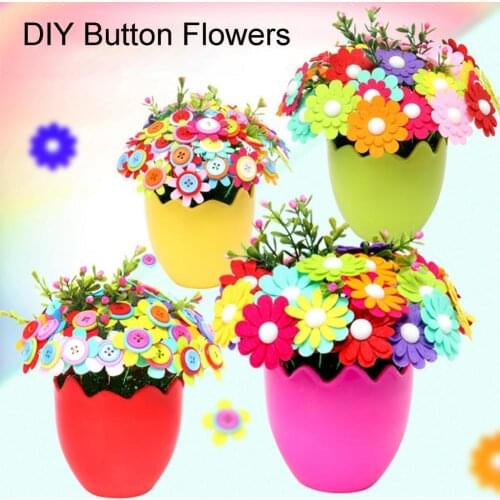 Creative Button Bouquet Handmade Christmas Gift Plastic DIY Holding Flowers Handcraft Educational Toy for Kindergarten Arts