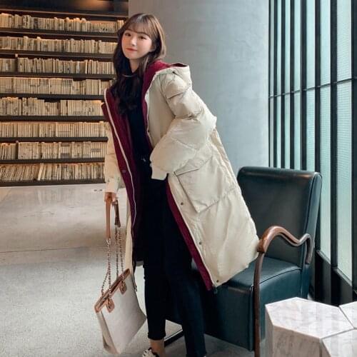 Timis Li Womens Fashion Brand Parka Winter Long Jacket Simple Cuff Design Windproof Warm Female High Quality Cotton-pad Coats