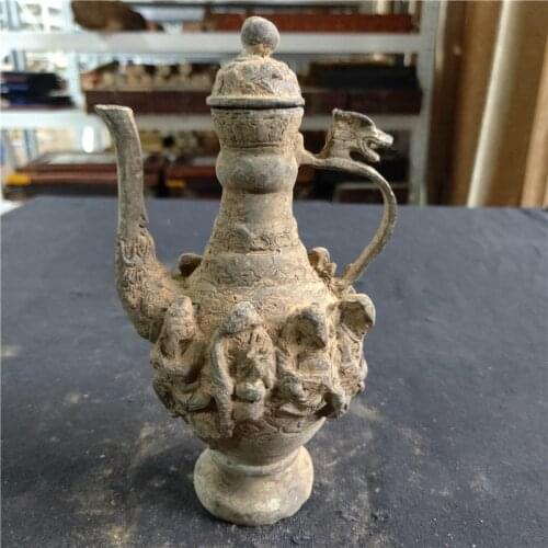 Antique China old bronze collection comes from rural bronze statues Baxian Copper Wine pot