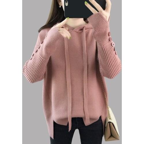 Fashion Hooded Sweater Women 2019 Spring and autumn new Casual Loose Knitted Pullovers Sweater Womens clothing