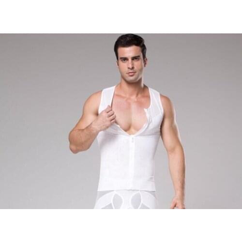 Men Sauna Vest Neoprene Slim Waist Trainer Male Body Control Bodysuit Zippered Workout Weight Loss Corset Shapewear Strap