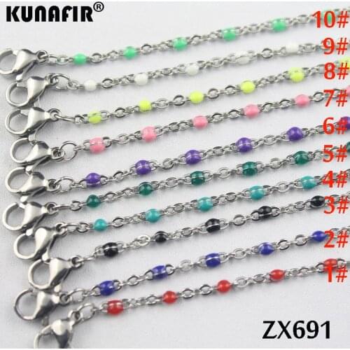 10pcs-20pcs 1.5mm cross chain with colors Environmental protection resin stainless steel necklace women fashion jewelry ZX691