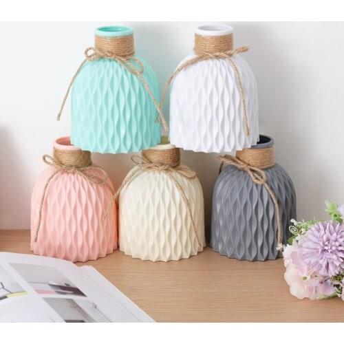 Nordic INS Plastic Vase Dried Flower Plant Vases Living Room Desktop Ornament Anti-Ceramic Creative Flowerpot Home Decoration